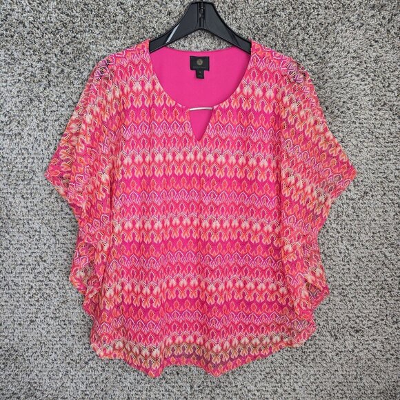 JM Collection Top Womens Medium Pink Keyhole Neck Blouse Knit Casual‎ Ladies - Picture 1 of 7